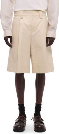 Helmut Lang Relaxed Fit Pleat Front Chino Shorts in Oatmeal at Nordstrom, Size 30