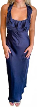 Astr Morrigan Ruffle Trim Halter Dress In Navy