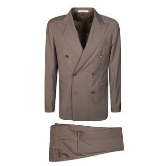 Tagliatore Double Breasted Suits, male, Brown, Size: M Double-breasted Suit