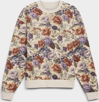 Le 31 Mens Floral tapestry sweatshirt Comfort fit Circular manufacturing