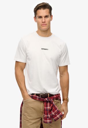 Superdry Rundhalsshirt SUPERDRY MICRO LOGO T SHIRT, Herren, Gr. L, weiss (bone wei&szlig;), Single Jersey, Obermaterial: 100% Baumwolle, unifarben, loose fit h&uuml;ftbed