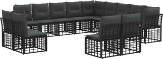 vidaXL Conjunto De Sof&aacute;s De Exterior Negro Y Gris Oscuro Poli&eacute;ster Vidaxl