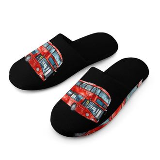 Generic Watercolor London Bus Mens House Slippers Slip Indoor Slipper On Shoes Warm Outdoor