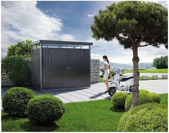 BIOHORT caseta cobertizo metalica highline hs color gris oscuro puerta estándar