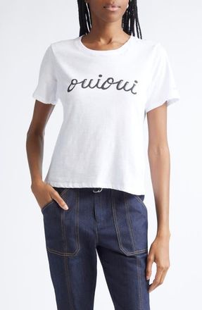 Cinq &agrave; Sept Script Oui Oui T-Shirt in White/Black at Nordstrom, Size X-Small