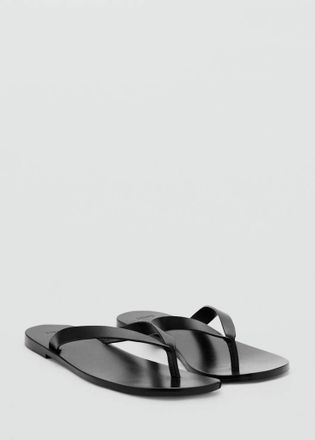 Mango Sandali fasce pelle nero - Donna - 35 - MANGO
