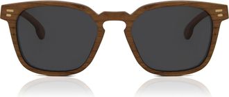 Oh My Woodness! Square Full Rim Acetate Mens Sunglasses Brown Size 52 - Free Lenses - Oh My Woodness