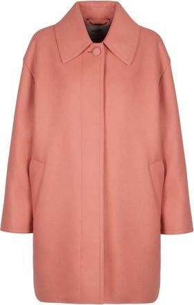 Fendi Wollen jas met elastische ruginzet - Dames - Mantel - Roze - XS - Wol - Jassen