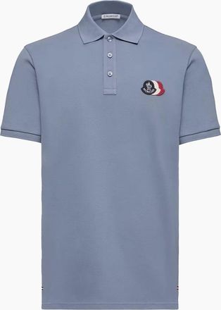 Moncler Mens Triple Logo Polo Blue - Size: 40
