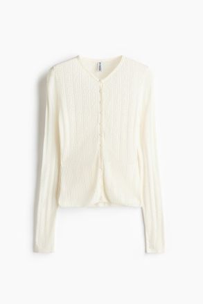 H&M Cardigan in Pointellestrick - Weiss