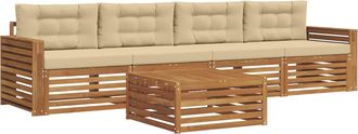 vidaXL Conjunto De Sof&aacute;s De Exterior 5 Uds. Natural Y Beige Vidaxl
