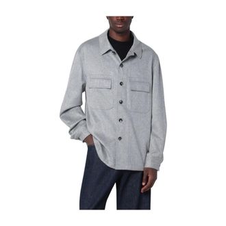 Ermenegildo Zegna Overhemden, Heren, Grijs, M, Beaver Overshirt