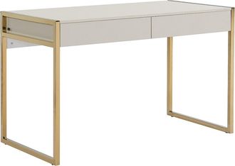 Pascal Morabito Escritorio con 2 cajones - MDF y metal - Beige y dorado - MASON de Pascal Morabito