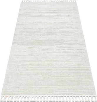 RugsX Rugsx - Alfombra Sevilla Ac53b Rayas Blanco Franjas Bereber Marroqu&iacute; Shaggy White 160x220 Cm