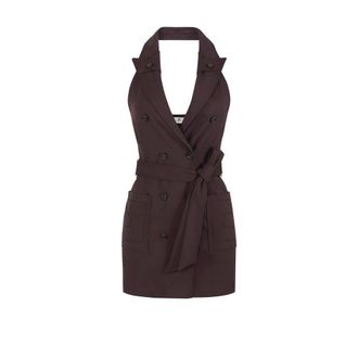 Elisabetta Franchi Dames, Jurken, Bruin, Maat: XL Gabardine