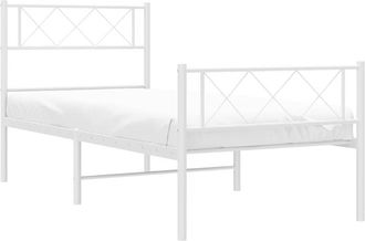 vidaXL Estructura Cama Sin Colch&oacute;n Con Estribo Metal Blanco 100x190 Cm Vidaxl