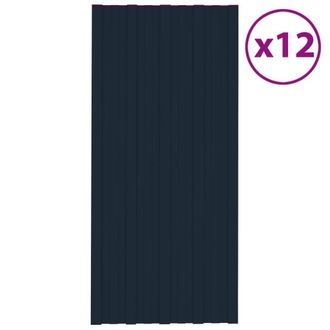 Berkfield Home Roof Panels 12 pcs Galvanised Steel Anthracite 100x45 cm