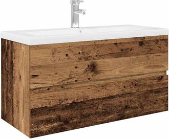 vidaXL Sink Cabinet with Built-in Basin and Faucet Old Wood vidaXL
