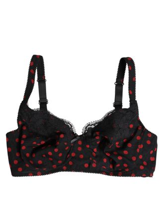 Dolce & Gabbana Black Red Polka Dot Underwired Balconette Womens Underwear
