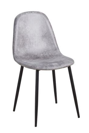 Regalos Miguel Sillas Comedor - Silla Black Teok Polipiel Vintage - Gris Claro