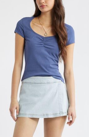 BP. Ruched Front Cotton T-Shirt in Blue Indigo at Nordstrom, Size Xx-Small