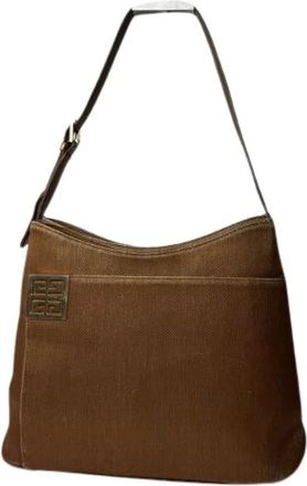 Givenchy Pre-owned Katoenen Schoudertas - Dames - Vintage Schoudertas - Bruin - ONE Size - Katoen - Vintage