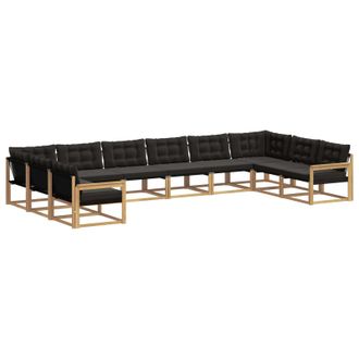 vidaXL Conjunto De Sof&aacute;s De Exterior Con Coj&iacute;n 10 Pcs Blanco Y Negro Vidaxl