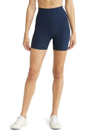 Beyond Yoga Keep Pace Space Dye Bike Shorts in Nocturnal Navy at Nordstrom, Size X-Large