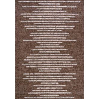Jonathan Y Designs Zolak Berber Stripe Geometric Indoor/Outdoor Area Rug in Brown/beige at Nordstrom, Size 2Ft 0In X 8Ft 0In