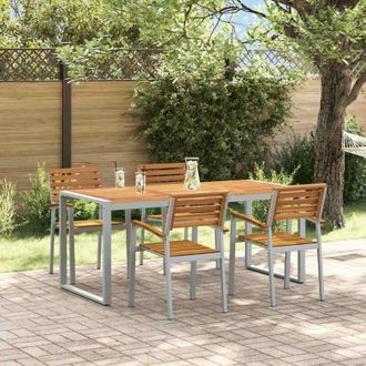 vidaXL Conjunto De Comedor De Jard&iacute;n 5 Pcs Gris Y Marr&oacute;n Vidaxl