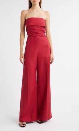 Mango Foldover Strapless Jumpsuit in Red Orange at Nordstrom Rack, Size Large