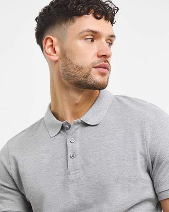 Jacamo Pure Cotton Marl Pique Polo Long Length