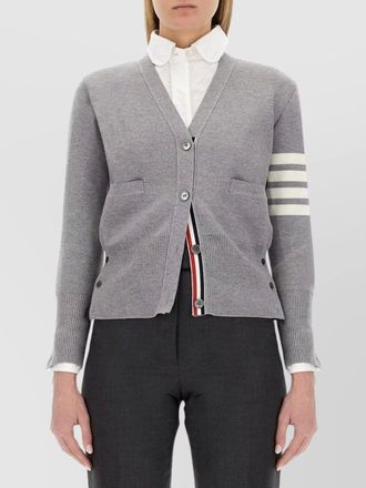 Thom Browne virgin wool v-neck ribbed cardigan