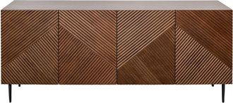 Miliboo Aparador 4 Puertas De Madera Oscura De Roble Macizo Y Metal Negro 180 Cm Archipel