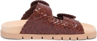 Pons Quintana Gevlochten Caiman Slippers - Dames - Sandalen - Bruin - 37 1/2 EU - Leer - Schoenen