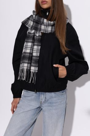 Acne Studios Plaid Cashmere Scarf, Unisex, Grey