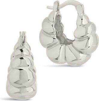 Sterling Forever Rhodium Plated Petite Croissant Hoops