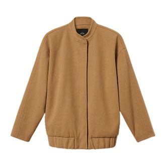 Twinset Jassen, Dames, Bruin, L, Polyester, Bomberjack