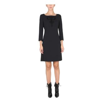 Moschino Short Dresses, female, Black, Size: XS Abito Ricamo Cord