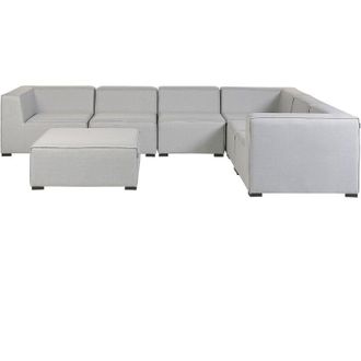Beliani Beliani - Modular Left Hand Outdoor Sofa Set Sectional and Ottoman Light Grey Arezzo