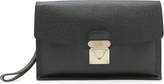 Louis Vuitton Ardoise Black Leather Clutch Bag (Pre-Owned)