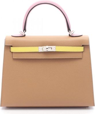 Herm&egrave;s Herm&egrave;s Kelly 25 Tricolore bag 25 in Chai, Citron and Mauve Epsom Leather with Silver hardware