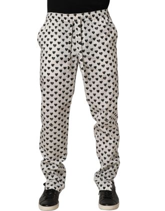 Dolce & Gabbana Heart-Print Cotton Chinos - White