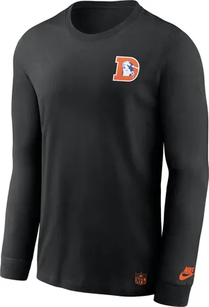 Nike Denver Broncos Double Rewind Nike Mens Dri-FIT NFL Long-Sleeve T-Shirt in Black | NKAC00A8WV-YKP