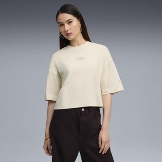 Puma T-shirt oversize con grafica Premium Essentials da donna, Abbigliamento, Bianco, XL
