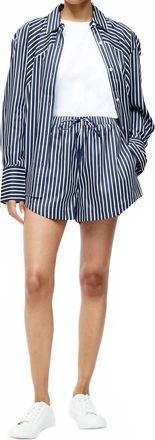 French Connection Alexis Cotton Drawstring Short In Marine/summer White