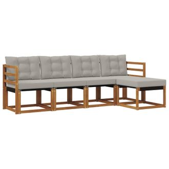 vidaXL Set Di Divani Da Esterno 5 Pz Grigio Naturale E Chiaro Vidaxl