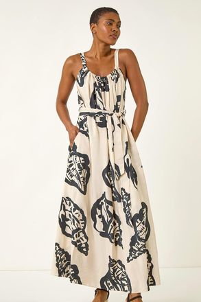 Roman Strappy Shell Print Maxi Dress