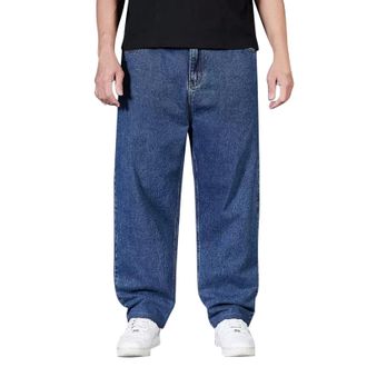Generic UIKIFY Jeans Oversized Pants Wide Leg Jeans, Straight Fit Jean Regular Fit Denim Pants Athletic Elasticated Waist Stretch Hip Hop Streetwear Mens Dura