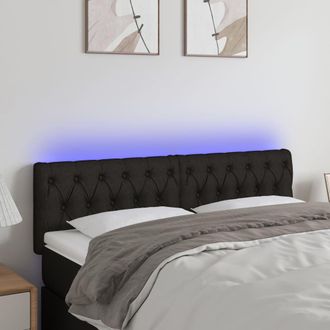 vidaXL Cabecero Con Led De Tela Negro 144x7x78/88 Cm Vidaxl